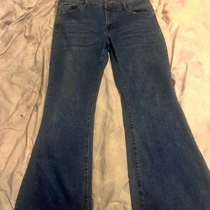 Blue Flare Wide Leg Jeans with Classic Style